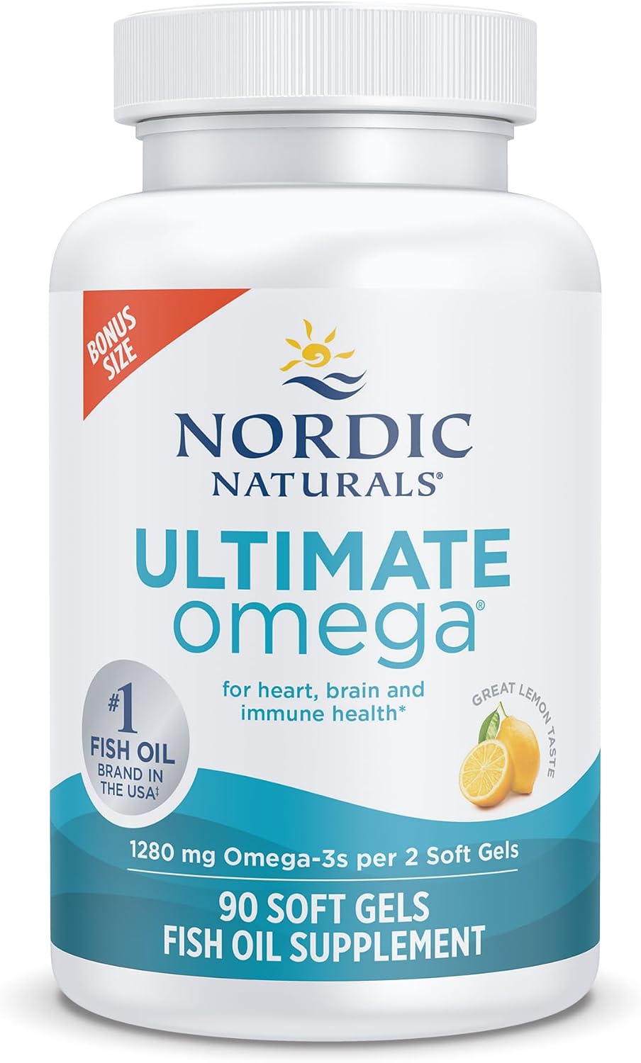 Nordic Naturals Ultimate Omega lemon omega-3 fish oil, 90-count bottle