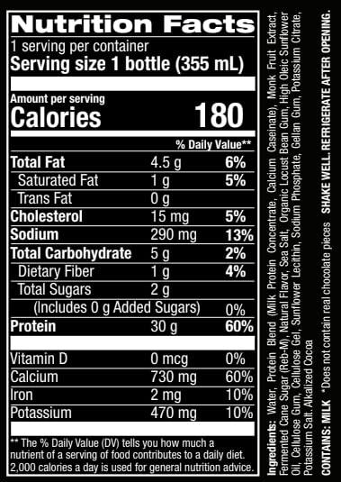 Jocko Fuel High Protein Shake – Chocolate, 12 fl oz, 12-Pack | 30g Grass Fed Protein