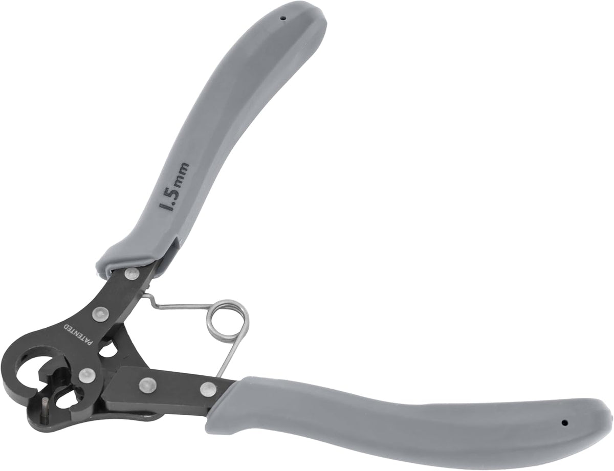 The Beadsmith One Step Looper jewelry tool with gray handles, black looping head and 1.5mm marking
