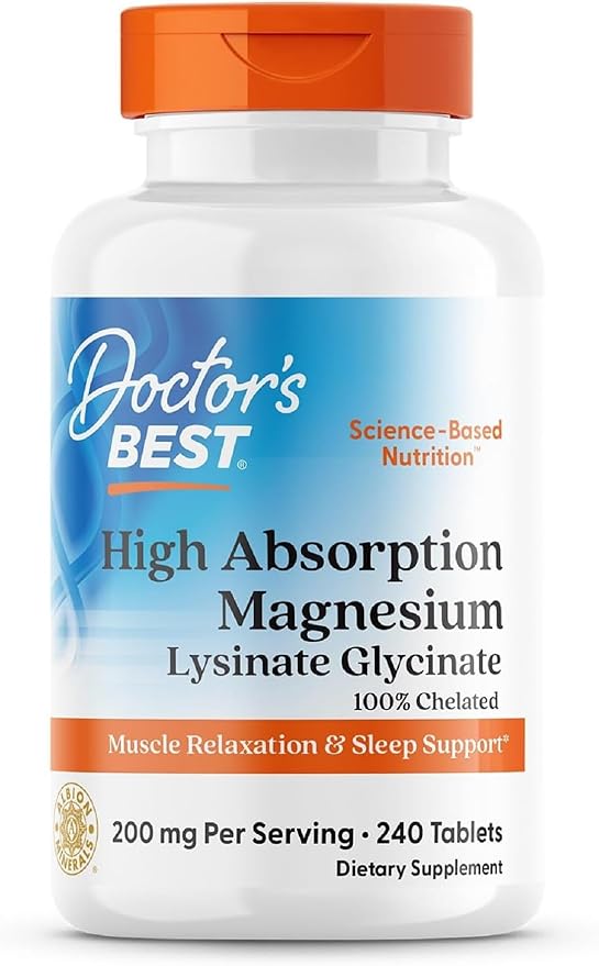 Doctor's Best High Absorption Magnesium Glycinate Lysinate, 240-tablet bottle