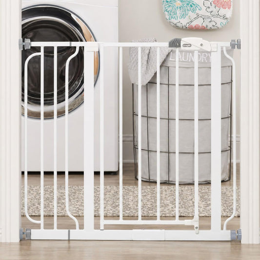  white Regalo Easy Step baby gate with door