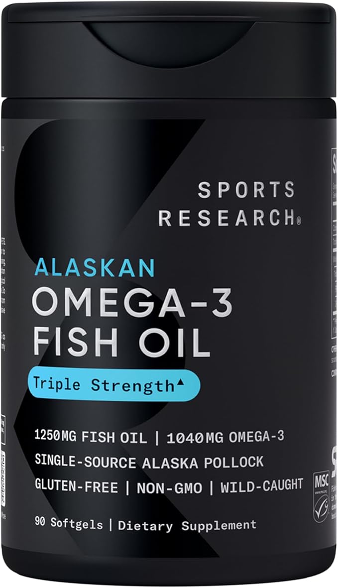 Sports Research Omega-3 Fish Oil 1250 mg, 90-softgel bottle