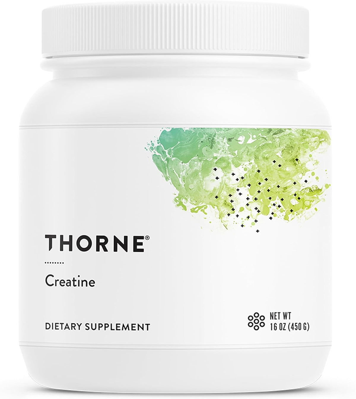 Front: THORNE Creatine unflavored micronized creatine monohydrate powder, 90 servings
