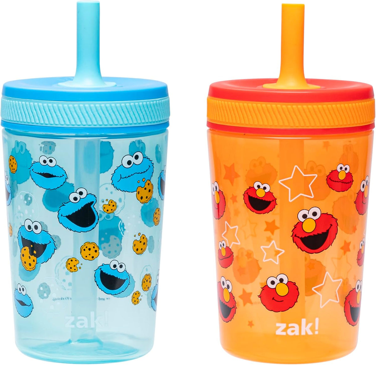 Zak Designs Kelso Sesame Street toddler cups with Elmo and Cookie Monster, 15oz