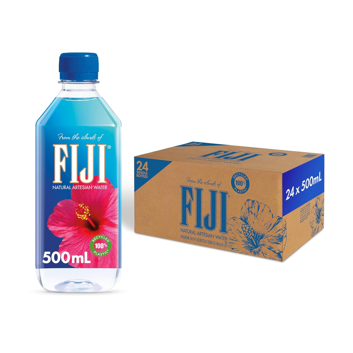 FIJI artesian bottled water 24 pack, 500 mL (16.9 fl oz) bottles