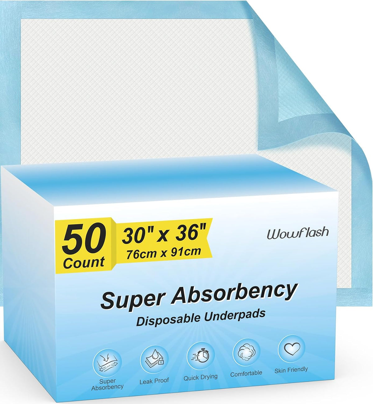30 × 36-inch disposable underpad laid flat