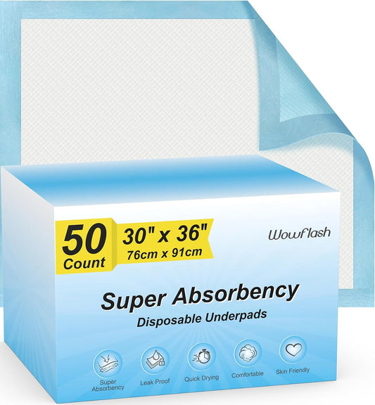 30 × 36-inch disposable underpad laid flat
