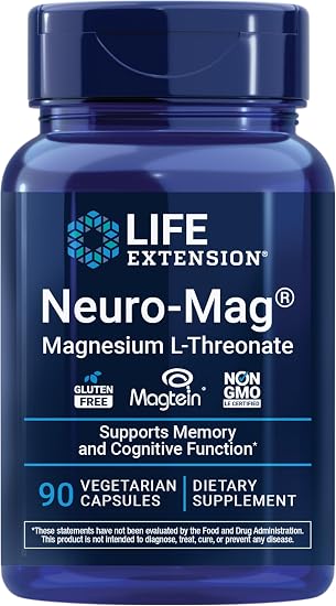 Neuro-Mag Magnesium L-Threonate supplement, 90 vegetarian capsules