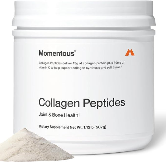Momentous grass-fed collagen peptides powder with Fortigel and vitamin C, 30 servings
