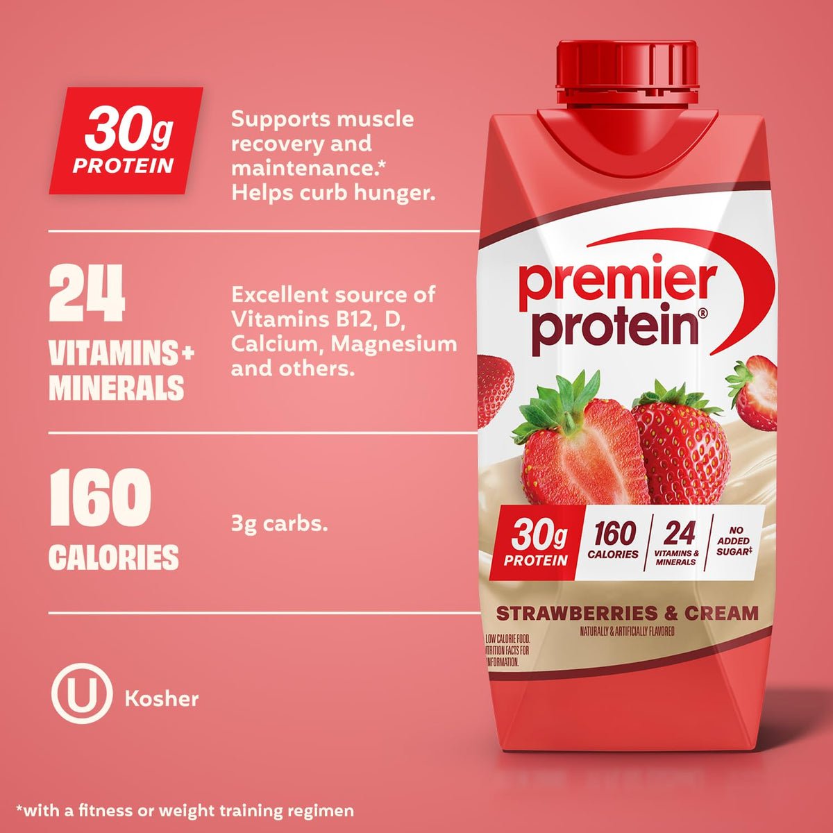 Premier Protein strawberries and cream protein shake nutrition information