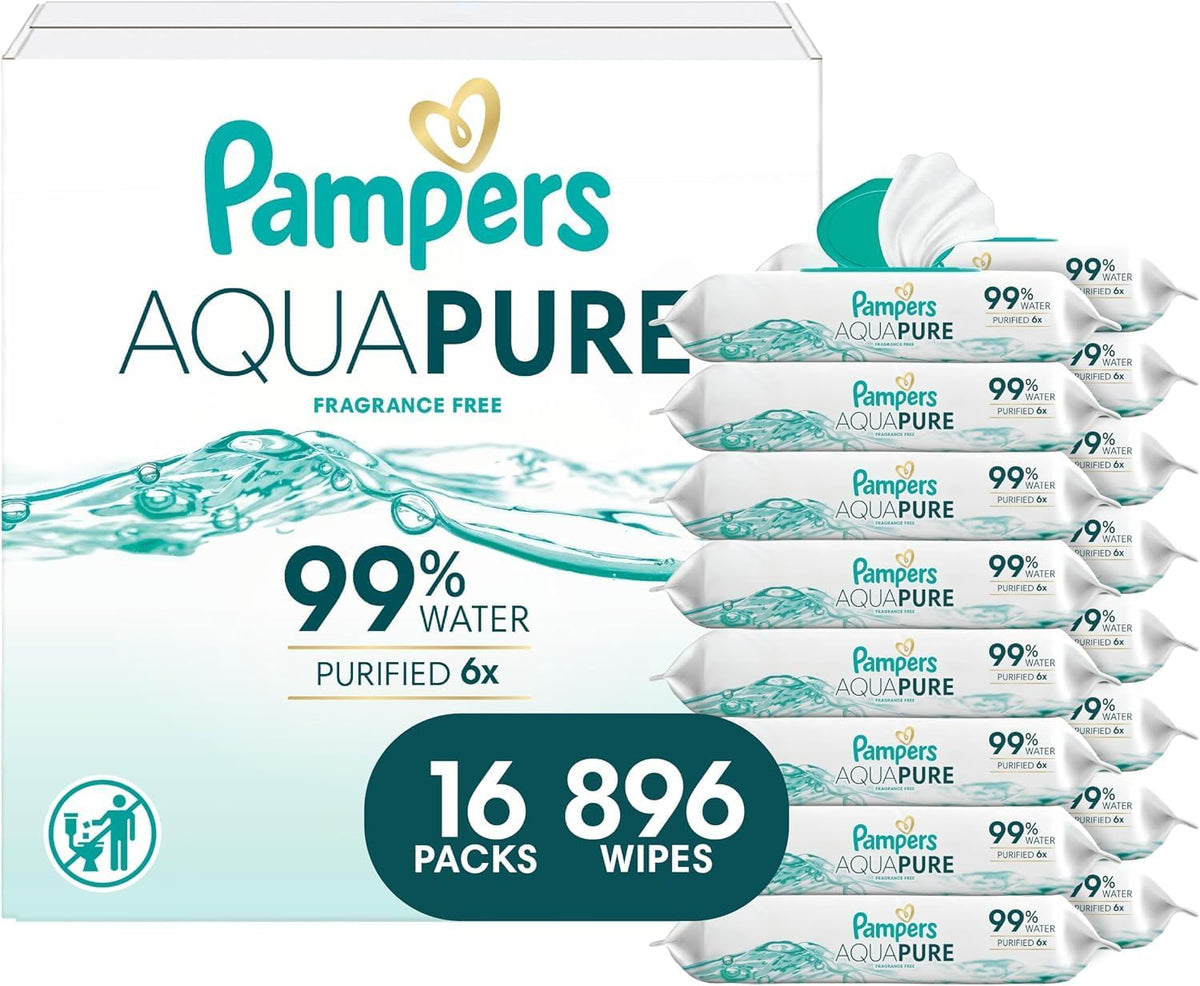 Pampers Aqua Pure fragrance-free baby wipes flip-top pack