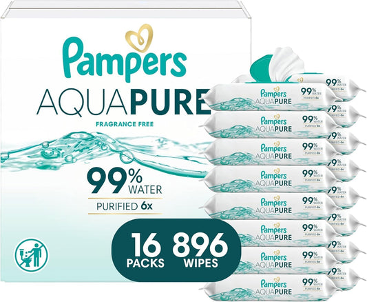 Pampers Aqua Pure fragrance-free baby wipes flip-top pack