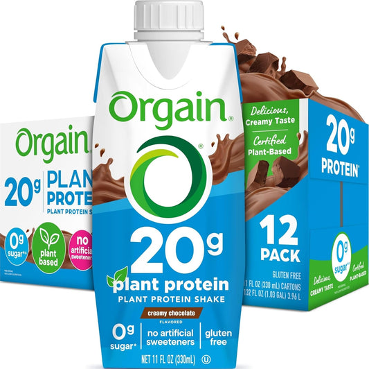 Orgain Organic Vegan Protein Shake – Chocolate, 11 oz, 12-Pack | 20g Plant Protein