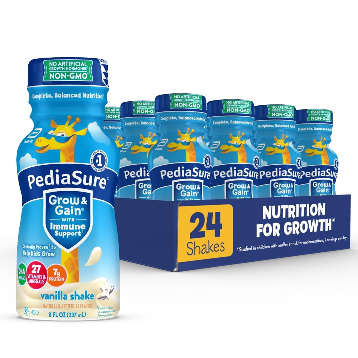 PediaSure Grow & Gain vanilla kids nutrition shakes, 24-pack of 8 fl oz bottles