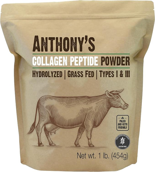 Anthony's unflavored hydrolyzed collagen peptide powder, 1 lb package