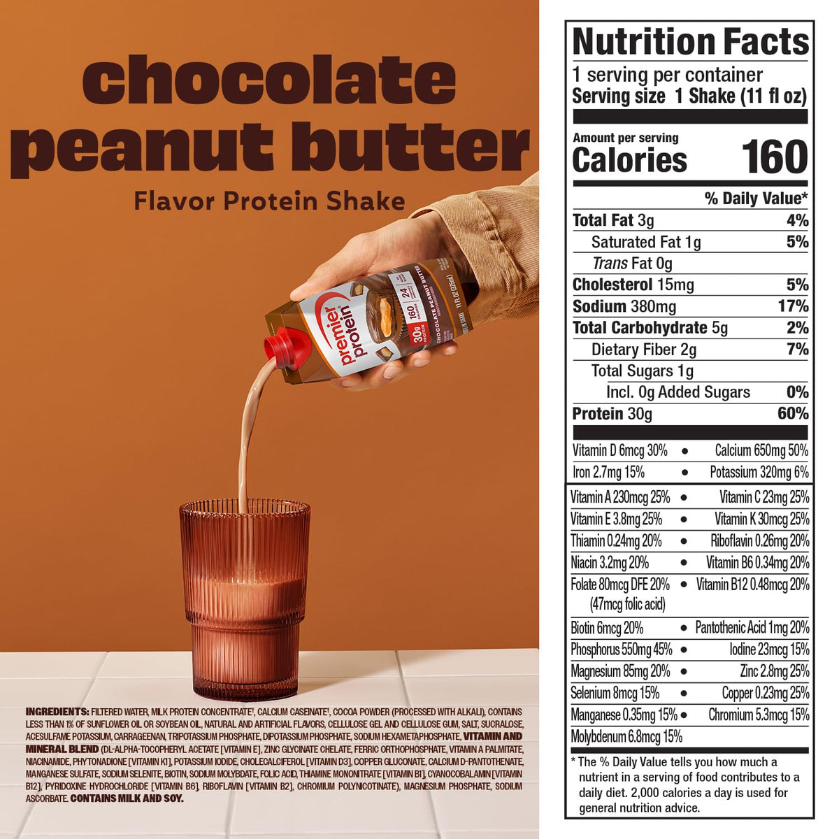 Premier Protein chocolate peanut butter protein shake 12-pack