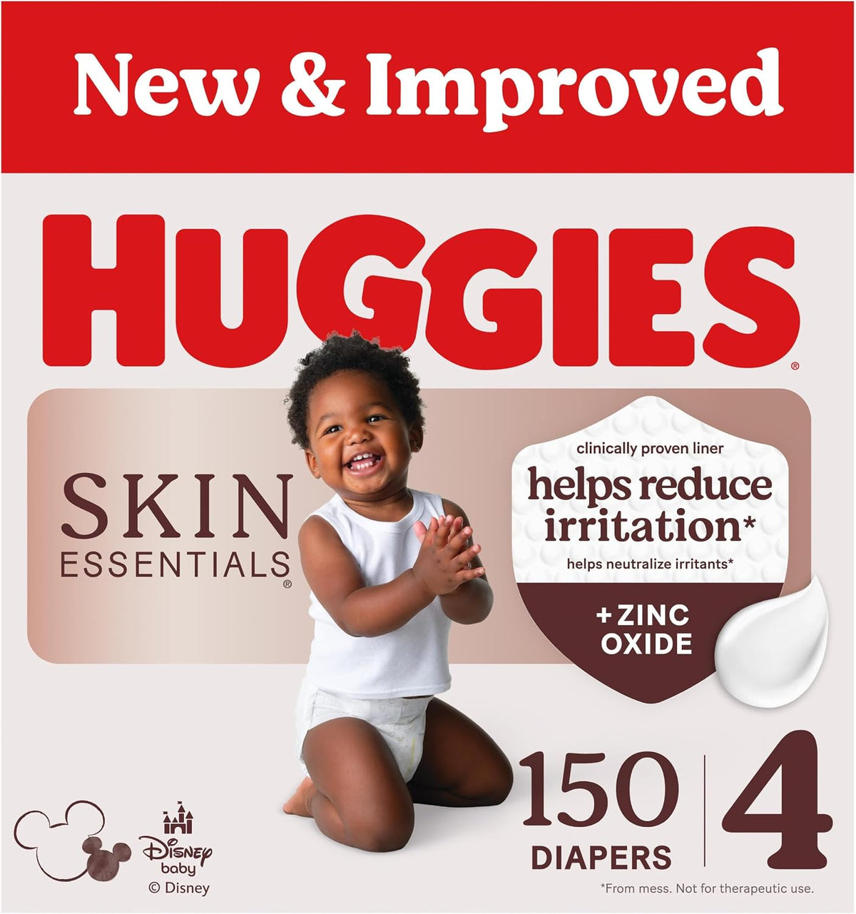 Huggies Skin Essentials Size 4 diapers, 150 count in six packs of 25