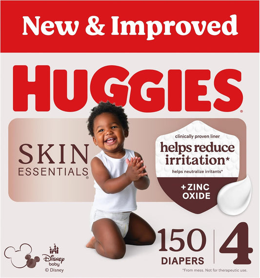 Huggies Skin Essentials Size 4 diapers, 150 count in six packs of 25